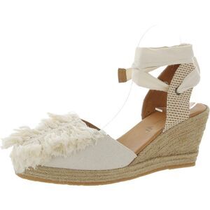 Silvia Cobos Womens Leaf Ivory Canvas Espadrille Heels Shoes New